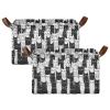 ALAZA Black White Cat Kitten Rectangular Closet Storage Box Storage Bin Basket Storage Cube with Leather Handles Nursery Storage Laundry Hamper 2 Piece view 2