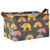 ALAZA Elephant Love Heart Rainbow Rectangular Closet Storage Box Storage Bin Basket Storage Cube with Leather Handles Nursery Storage Laundry Hamper 2 Piece view 1