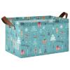 ALAZA Blue Pine Tree Snow Merry Christmas Rectangular Closet Storage Box Storage Bin Basket Storage Cube with Leather Handles Nursery Storage Laundry Hamper 2 Piece view 1