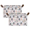 ALAZA Bear Cartoon Flower Floral Rectangular Closet Storage Box Storage Bin Basket Storage Cube with Leather Handles Nursery Storage Laundry Hamper 2 Piece view 2