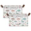 ALAZA Bird Egg Bossom Floral Rectangular Closet Storage Box Storage Bin Basket Storage Cube with Leather Handles Nursery Storage Laundry Hamper 2 Piece view 2