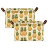 ALAZA Artwork Pineapple Fruit Rectangular Closet Storage Box Storage Bin Basket Storage Cube with Leather Handles Nursery Storage Laundry Hamper 2 Piece view 2