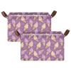 ALAZA Ice Cream Rectangular Closet Storage Box Storage Bin Basket Storage Cube with Leather Handles Nursery Storage Laundry Hamper 2 Piece view 2