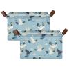 ALAZA Blue Duck Flying Rectangular Closet Storage Box Storage Bin Basket Storage Cube with Leather Handles Nursery Storage Laundry Hamper 2 Piece view 2
