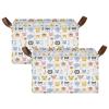 ALAZA Bear Elephant Flower Rectangular Closet Storage Box Storage Bin Basket Storage Cube with Leather Handles Nursery Storage Laundry Hamper 2 Piece view 2