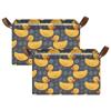 ALAZA Cute Funny Yellow Duck Rectangular Closet Storage Box Storage Bin Basket Storage Cube with Leather Handles Nursery Storage Laundry Hamper 2 Piece view 2