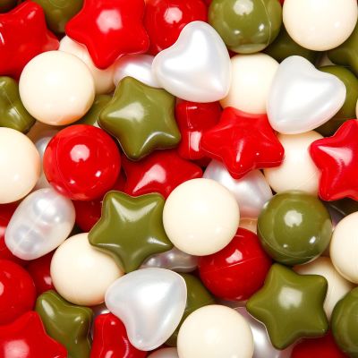 GOGOSO Ball Pit Balls,Plastics Balls for Ball Pit, Stars Hearts Shape for PastelBall for Toddlers Kids,Xmas Tree Decor Red Green White,100pcs