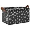 ALAZA Black White Paw Print Rectangular Closet Storage Box Storage Bin Basket Storage Cube with Leather Handles Nursery Storage Laundry Hamper 2 Piece view 1
