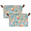 ALAZA Beautiful Starfish Shell Leaf Rectangular Closet Storage Box Storage Bin Basket Storage Cube with Leather Handles Nursery Storage Laundry Hamper 2 Piece view 2
