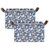 ALAZA Bear Sea Penguin Walrus Whale Penguin Rectangular Closet Storage Box Storage Bin Basket Storage Cube with Leather Handles Nursery Storage Laundry Hamper 2 Piece view 2