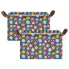ALAZA Polka Dot Navy Blue Rectangular Closet Storage Box Storage Bin Basket Storage Cube with Leather Handles Nursery Storage Laundry Hamper 2 Piece view 2