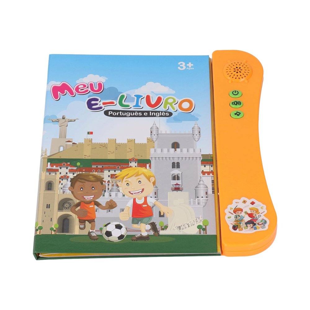 Tbest Portuguese English Sound Book, Bilingual Language Learning Toy, Interactive Educational Book with Erasable Pages (Orange)