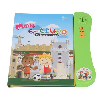 Tbest Portuguese English Sound Book, Bilingual Language Learning Toy, Interactive Educational Book with Erasable Pages (Green)