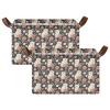 ALAZA Bear Rose Flower Floral Rectangular Closet Storage Box Storage Bin Basket Storage Cube with Leather Handles Nursery Storage Laundry Hamper 2 Piece view 2