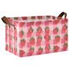 ALAZA Cartoon Strawberry Plaid Stylish Rectangular Closet Storage Box Storage Bin Basket Storage Cube with Leather Handles Nursery Storage Laundry Hamper 2 Piece view 1