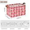 ALAZA Cartoon Strawberry Plaid Stylish Rectangular Closet Storage Box Storage Bin Basket Storage Cube with Leather Handles Nursery Storage Laundry Hamper 2 Piece view 3
