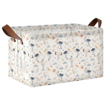 ALAZA Bird Flower Floral Rectangular Closet Storage Box Storage Bin Basket Storage Cube with Leather Handles Nursery Storage Laundry Hamper 2 Piece