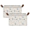ALAZA Bird Flower Floral Rectangular Closet Storage Box Storage Bin Basket Storage Cube with Leather Handles Nursery Storage Laundry Hamper 2 Piece view 2