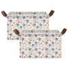 ALAZA Beach Theme Starfish Lemon Palm Tree Rectangular Closet Storage Box Storage Bin Basket Storage Cube with Leather Handles Nursery Storage Laundry Hamper 2 Piece view 2