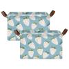 ALAZA White Strawberry Blue Rectangular Closet Storage Box Storage Bin Basket Storage Cube with Leather Handles Nursery Storage Laundry Hamper 2 Piece view 2