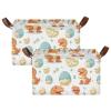 ALAZA Dinosaur with Egg Leaves Rectangular Closet Storage Box Storage Bin Basket Storage Cube with Leather Handles Nursery Storage Laundry Hamper 2 Piece view 2