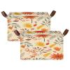 ALAZA Beautiful Leaf Blossom Floral Rectangular Closet Storage Box Storage Bin Basket Storage Cube with Leather Handles Nursery Storage Laundry Hamper 2 Piece view 2
