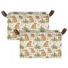 ALAZA Capybara Palm Tree Sun Rectangular Closet Storage Box Storage Bin Basket Storage Cube with Leather Handles Nursery Storage Laundry Hamper 2 Piece view 2
