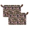 ALAZA Leopard Love Heart Rectangular Closet Storage Box Storage Bin Basket Storage Cube with Leather Handles Nursery Storage Laundry Hamper 2 Piece view 2
