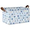 ALAZA Blossom Cup Blue Rectangular Closet Storage Box Storage Bin Basket Storage Cube with Leather Handles Nursery Storage Laundry Hamper 2 Piece view 1