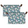 ALAZA Cartoon Sweet Unicorn Blue Rectangular Closet Storage Box Storage Bin Basket Storage Cube with Leather Handles Nursery Storage Laundry Hamper 2 Piece view 2