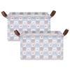 ALAZA Bear White Blue Gray Rectangular Closet Storage Box Storage Bin Basket Storage Cube with Leather Handles Nursery Storage Laundry Hamper 2 Piece view 2