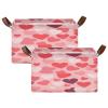 ALAZA Beautiful Love Heart Valentines Rectangular Closet Storage Box Storage Bin Basket Storage Cube with Leather Handles Nursery Storage Laundry Hamper 2 Piece view 2