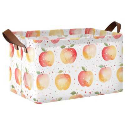 ALAZA Art Fruit Leaf Rectangular Closet Storage Box Storage Bin Basket Storage Cube with Leather Handles Nursery Storage Laundry Hamper 2 Piece