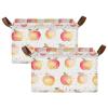 ALAZA Art Fruit Leaf Rectangular Closet Storage Box Storage Bin Basket Storage Cube with Leather Handles Nursery Storage Laundry Hamper 2 Piece view 2