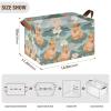 ALAZA Cute Capybara Water Lily Rectangular Closet Storage Box Storage Bin Basket Storage Cube with Leather Handles Nursery Storage Laundry Hamper 2 Piece view 2