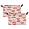 ALAZA Beautiful Blossom Fruit Strawberry Rectangular Closet Storage Box Storage Bin Basket Storage Cube with Leather Handles Nursery Storage Laundry Hamper 2 Piece view 2