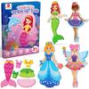 Mocoosy Magnetic Dress Up Dolls for Girls, Princess Mermaid Fairy Ballerina Magnet Doll Dress Up Kit, Travel Game Airplane Car Road Trip Activities Toy Birthday Easter Gift Toddler Girl Age 3 4 5 6 7 view 1
