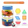 EXBEPE Translucent Pattern Blocks for Classroom 140 Pcs Kids Light Table Manipulatives Toys Education Learning Geometric Shapes view 3