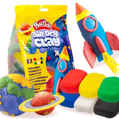 Play-Doh Brand Air Dry Clay, 6 Vibrant Clay Colors, Soft & Ultra Light Modeling Clay for Kids, Moldable, Paintable, Crumble-Free