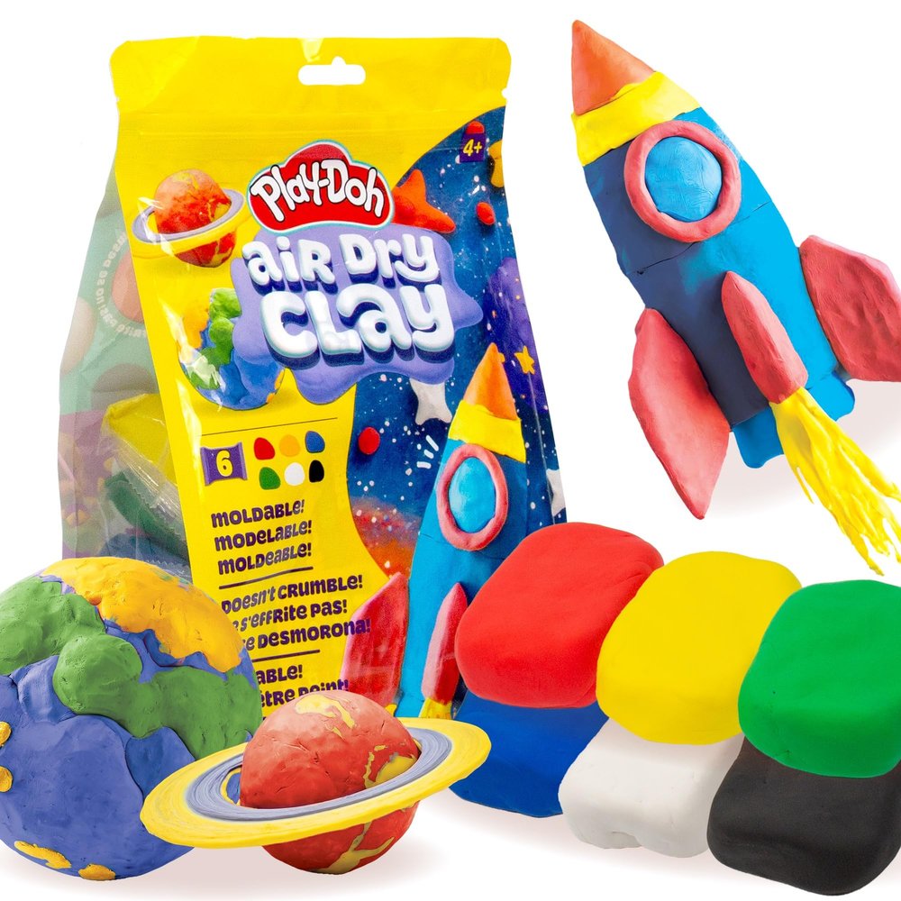 Play-Doh Brand Air Dry Clay, 6 Vibrant Clay Colors, Soft & Ultra Light Modeling Clay for Kids, Moldable, Paintable, Crumble-Free