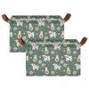 ALAZA Cow Daisy Flower Avocado Rectangular Closet Storage Box Storage Bin Basket Storage Cube with Leather Handles Nursery Storage Laundry Hamper 2 Piece view 2