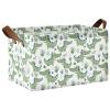 ALAZA Crocodile Leaves Cartoon Rectangular Closet Storage Box Storage Bin Basket Storage Cube with Leather Handles Nursery Storage Laundry Hamper 2 Piece view 1