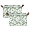 ALAZA Crocodile Leaves Cartoon Rectangular Closet Storage Box Storage Bin Basket Storage Cube with Leather Handles Nursery Storage Laundry Hamper 2 Piece view 2