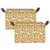 ALAZA Cow Pizza Tomato Yellow Rectangular Closet Storage Box Storage Bin Basket Storage Cube with Leather Handles Nursery Storage Laundry Hamper 2 Piece view 2