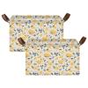 ALAZA Duck Lemon Polka Dot Rectangular Closet Storage Box Storage Bin Basket Storage Cube with Leather Handles Nursery Storage Laundry Hamper 2 Piece view 2