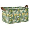 ALAZA Cactus Flower Tropical Rectangular Closet Storage Box Storage Bin Basket Storage Cube with Leather Handles Nursery Storage Laundry Hamper 2 Piece view 1