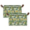 ALAZA Cactus Flower Tropical Rectangular Closet Storage Box Storage Bin Basket Storage Cube with Leather Handles Nursery Storage Laundry Hamper 2 Piece view 2