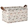 ALAZA Cat Book Leaves Rectangular Closet Storage Box Storage Bin Basket Storage Cube with Leather Handles Nursery Storage Laundry Hamper 2 Piece view 1