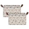 ALAZA Cat Book Leaves Rectangular Closet Storage Box Storage Bin Basket Storage Cube with Leather Handles Nursery Storage Laundry Hamper 2 Piece view 2