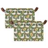 ALAZA Duck Daisy Flower Avocado Rectangular Closet Storage Box Storage Bin Basket Storage Cube with Leather Handles Nursery Storage Laundry Hamper 2 Piece view 2
